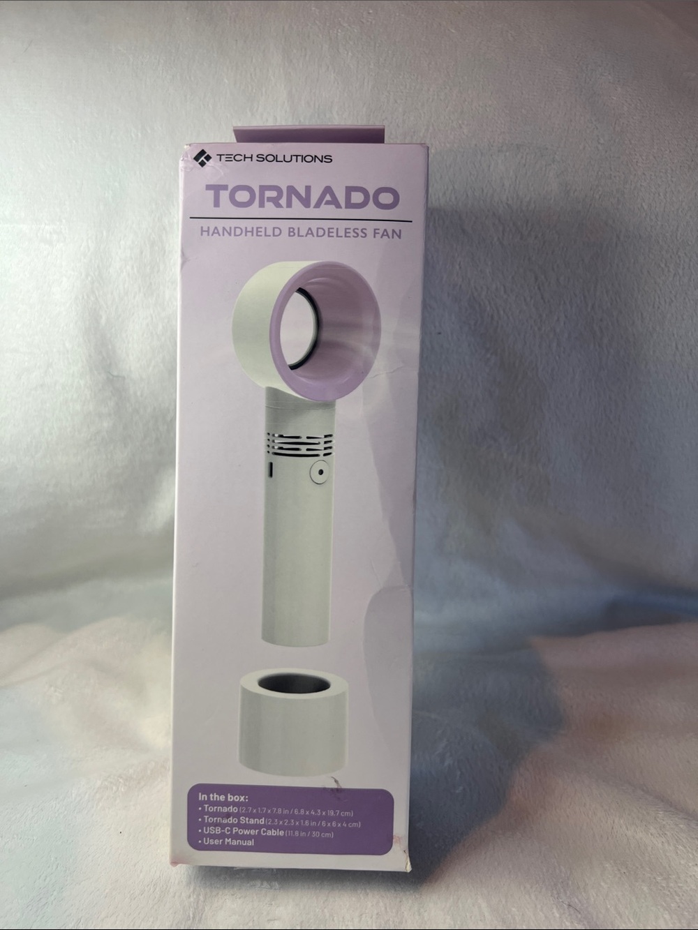 Tech Solutions Tornado Handheld Bladeless Fan - Light Purple Accent